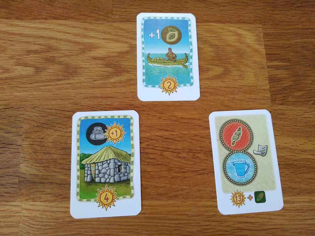 Die drei Kartensorten in Altiplano: Boote, Häuser und Aufträge.